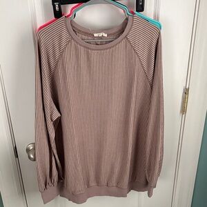 Easel Women's Ribbed Crew Neck Sweater - Taupe